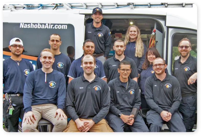 Nashoba Air & BoilerWorks team and work vehicle in Littleton